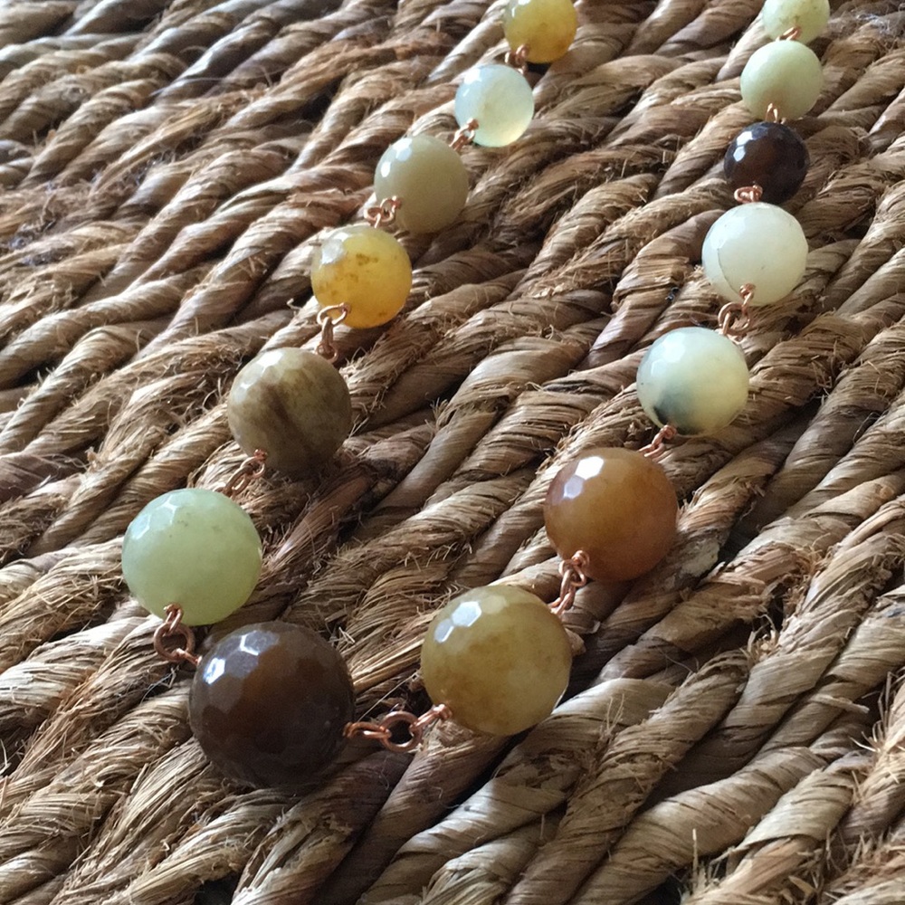 Necklace. Faceted polished stone. Handmade.22 3/4”